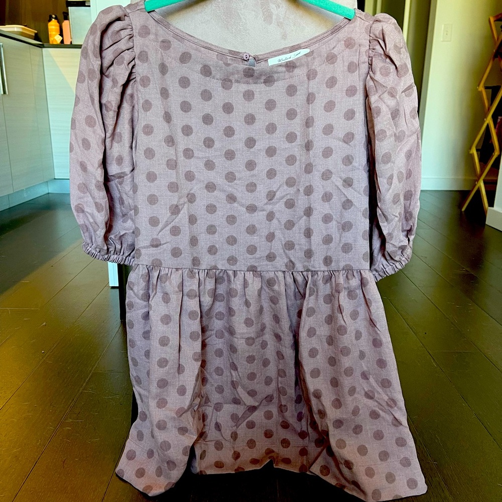 Mustard Seed Purple Polka dot blouse size L brand new